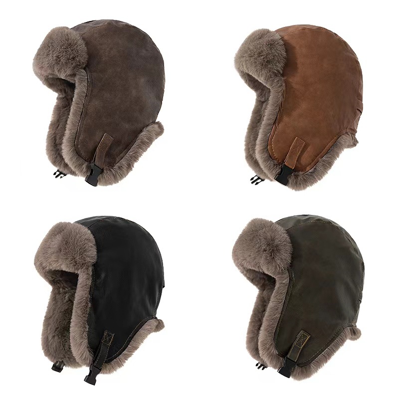 Trapper Hat Ear Flap - 1 шт. Мужская зимняя ретро-кожаная шапка-ушанка