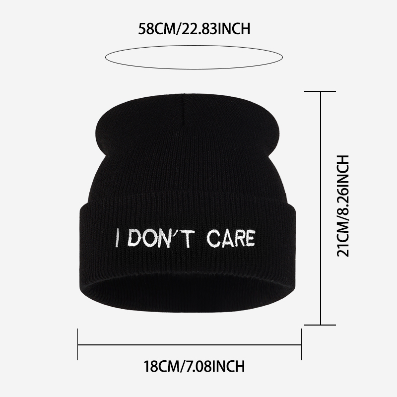 I DON'T CARE Текстовая вязаная – обзор и цена Beanie Cuffed Knit