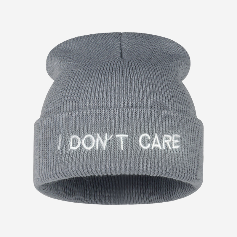 I DON'T CARE Текстовая вязаная – обзор и цена Beanie Cuffed Knit